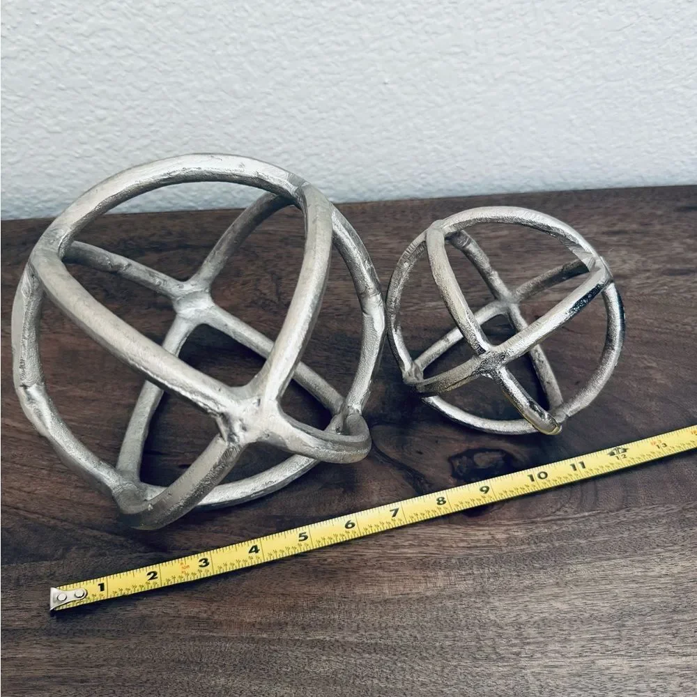 Silver 2-pc Metal Decor Sphere Orbs Set